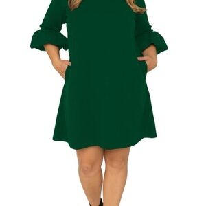STANDARDS & PRACTICES NWT STELLA CREPE KNIT DRESS-HUNTER GREEN-SIZE 1X